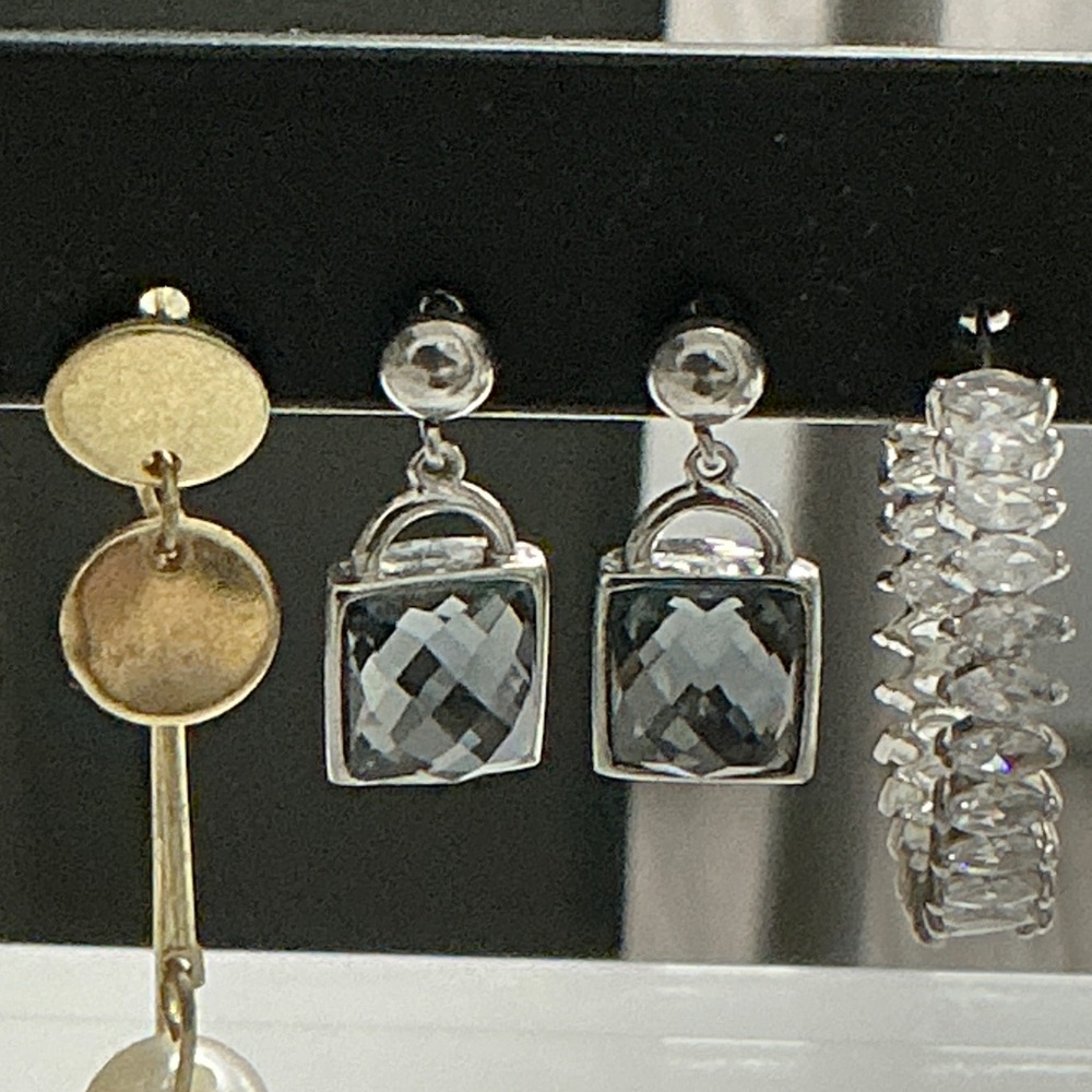 Elegant Silver and Clear lock Gem Earrings